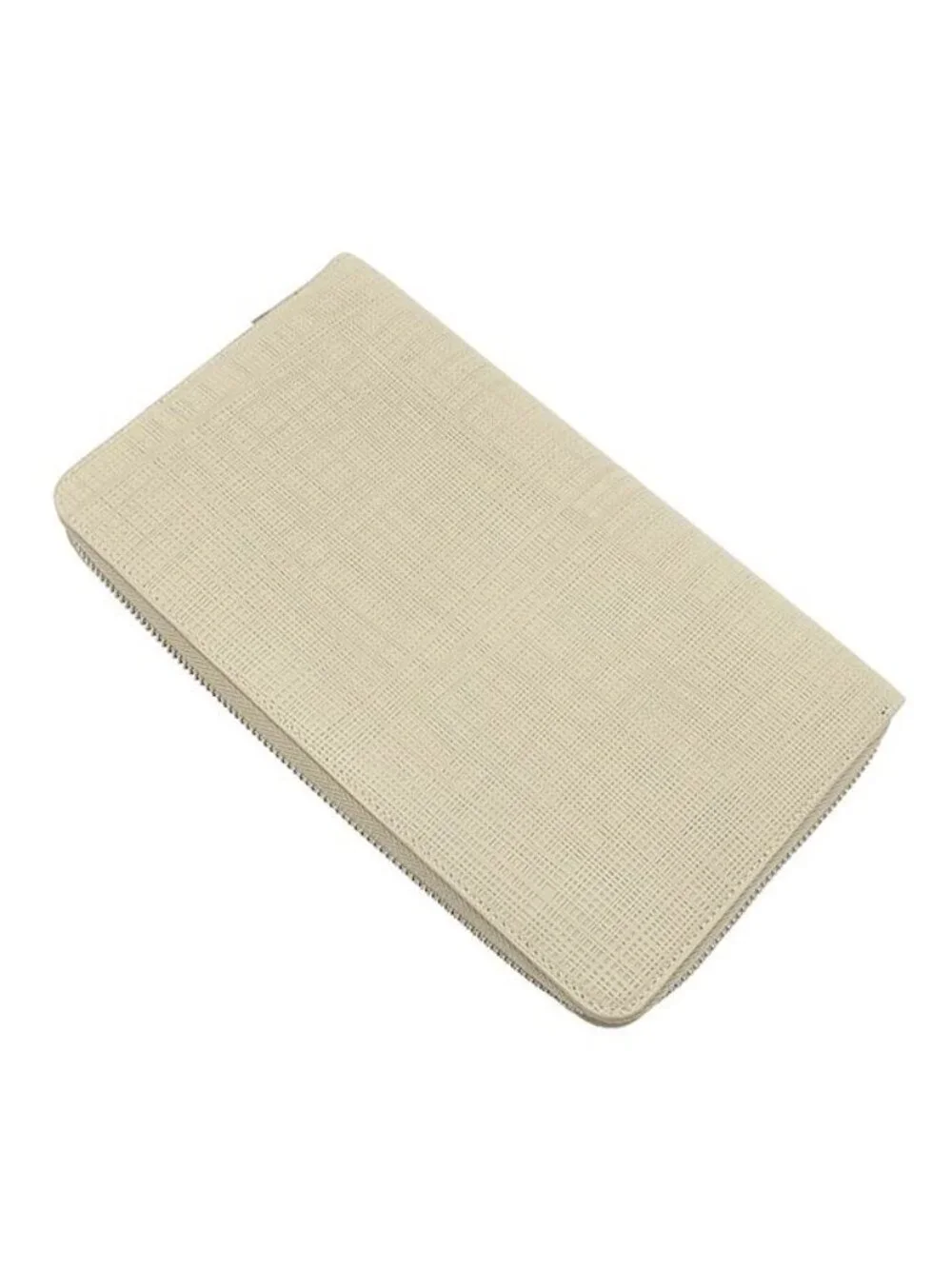 Loewe Wallet Linen Zip Around Organizer Leather Beige Silver Zip Anagram